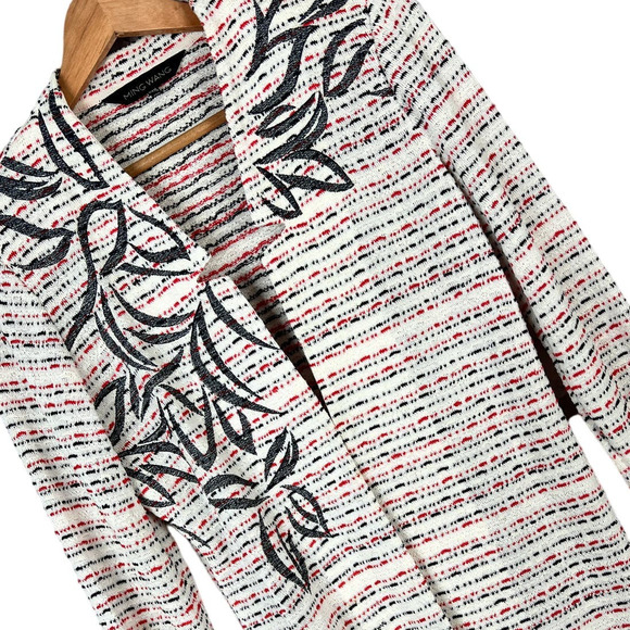 Ming Wang Sweaters - MING‎ WANG Women's XS Petite Embroidered Knit Career 3/4 Sleeve Cardigan Jacket